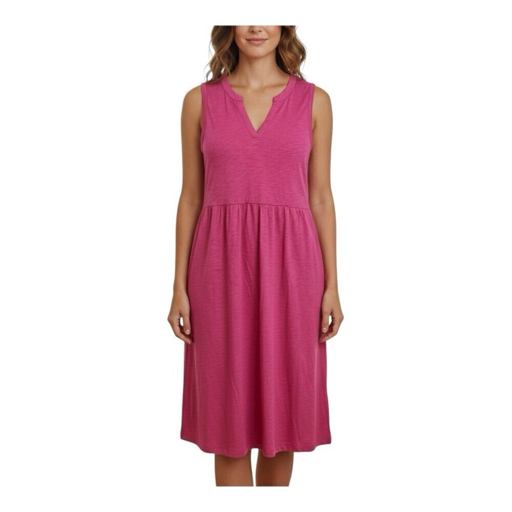 Market & Spruce Fuschia Pink Sun Dress Size Large Sleeveless V-Neck Cotton Modal